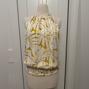 Joie Yellow and White Patterned Tank Top